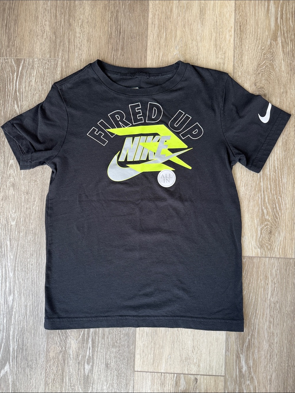 Nike Black Short-Sleeve Tee with Neon Yellow & White Logo Graphic